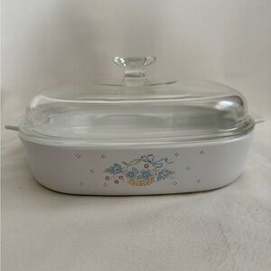 VTG Corningware Glass Lid White Casserole Dish